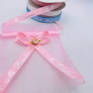 25 yards baptism Ribbons, Roll, “Mi Bautizo” Ribbon 3/8” Baptism