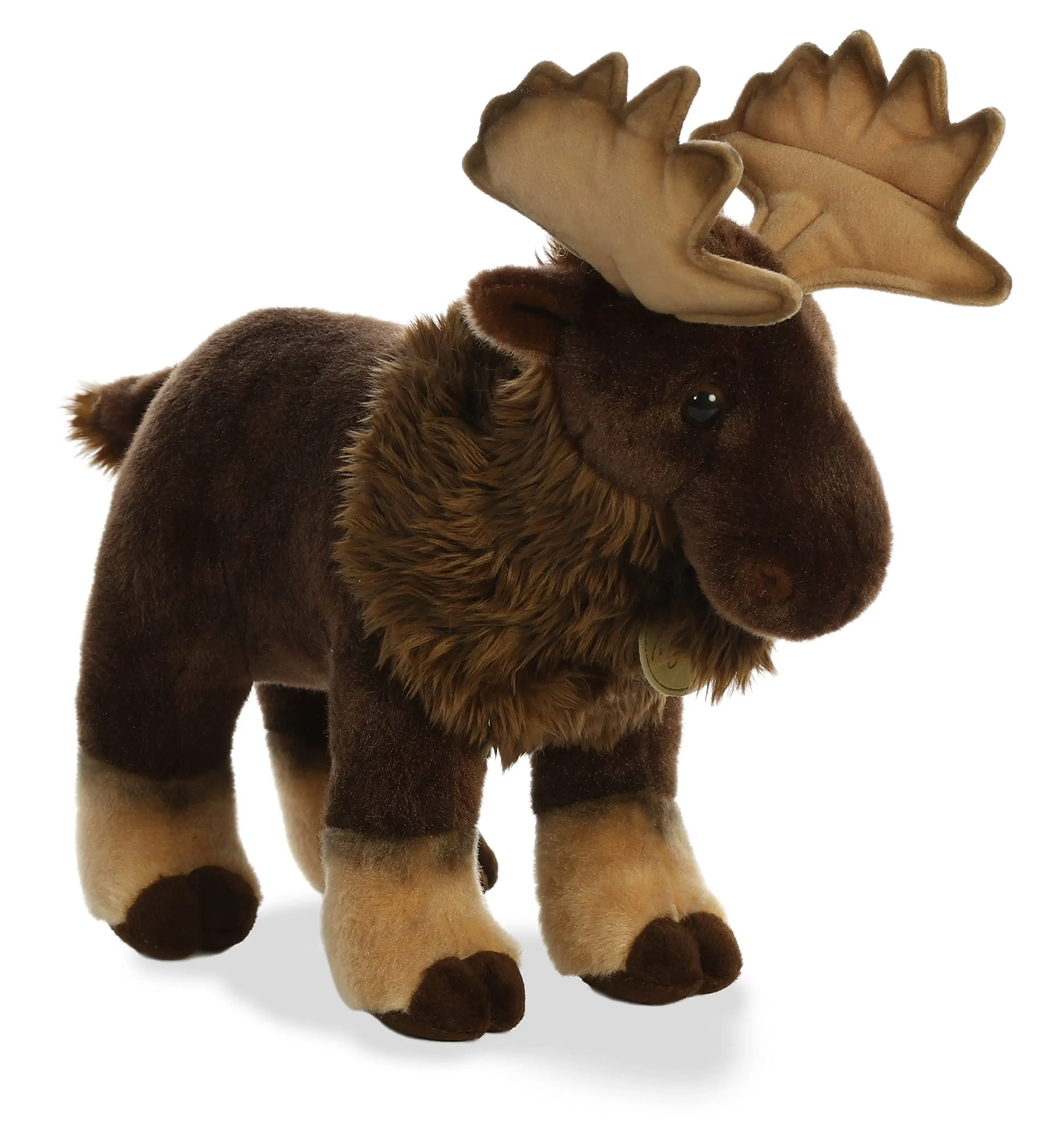 Aurora Miyoni Moose Stuffed Animal – Realistic Plush with Airbrushed Accents, Bean Pellets & Species Hang Tag – Brown, 14 Inches