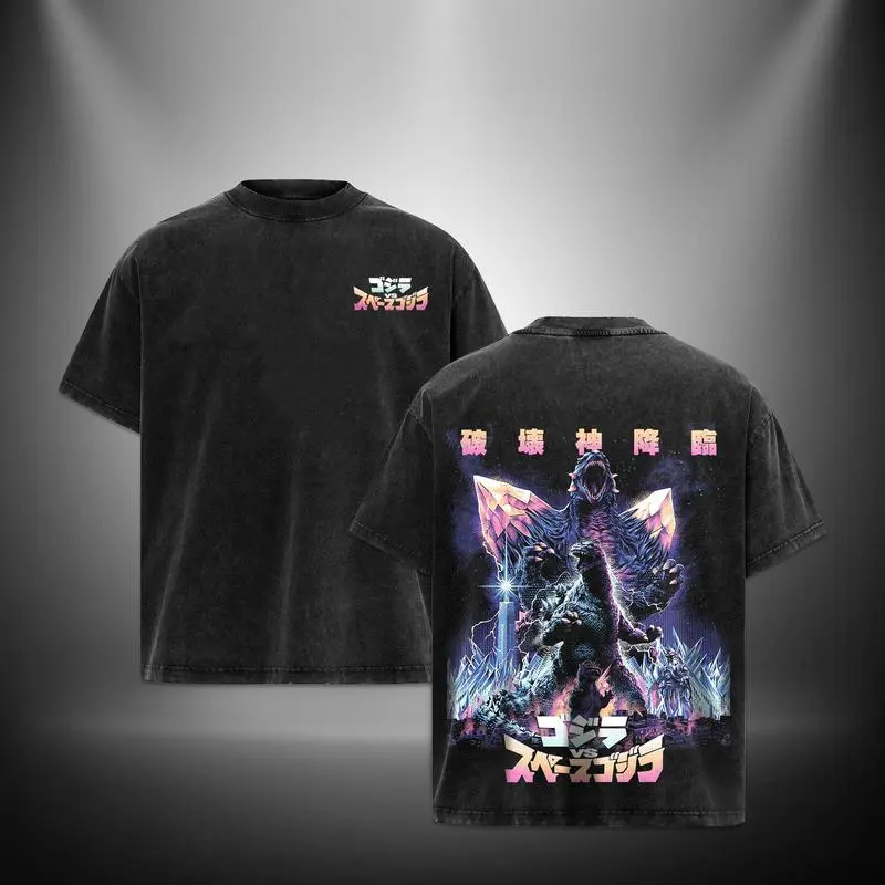 Space Godzilla - Retro Vintage Menswear Gift movie fans Top Apparel Classic Oversized Seamless Simple Straight Man Clothes Cotton designer shirts Movie Shirt, Graphic Streetwear T-shirt