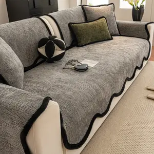 Pure Color Irregular Chenille Sofa Cushion, Skin-Friendly, Durable, Multi-Scene Home Decor, Pet Friendly, Washable, Detachable, Sofa Couch Covers, Removable Cushions