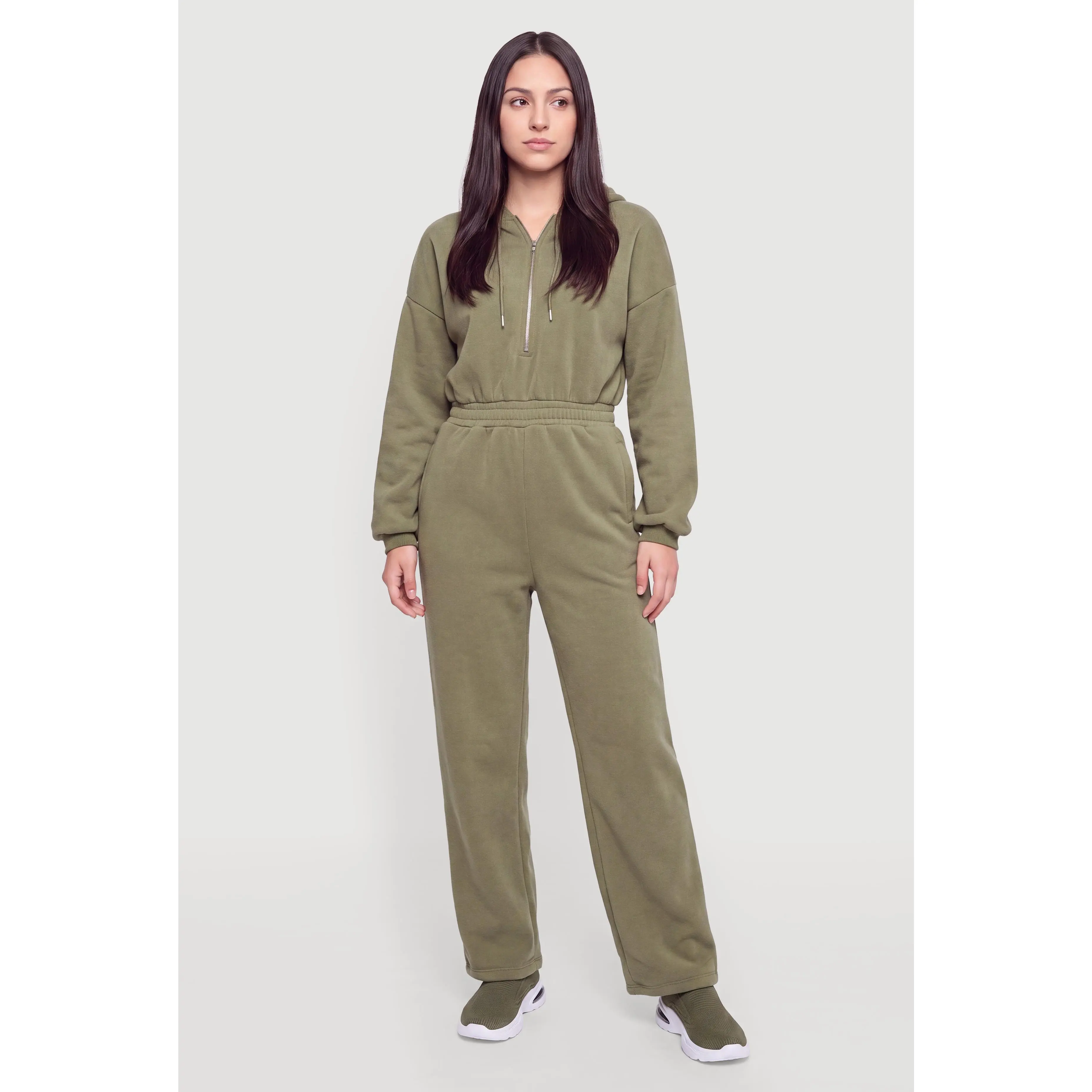 Fleece Half Zip Hooded Jumpsuit
