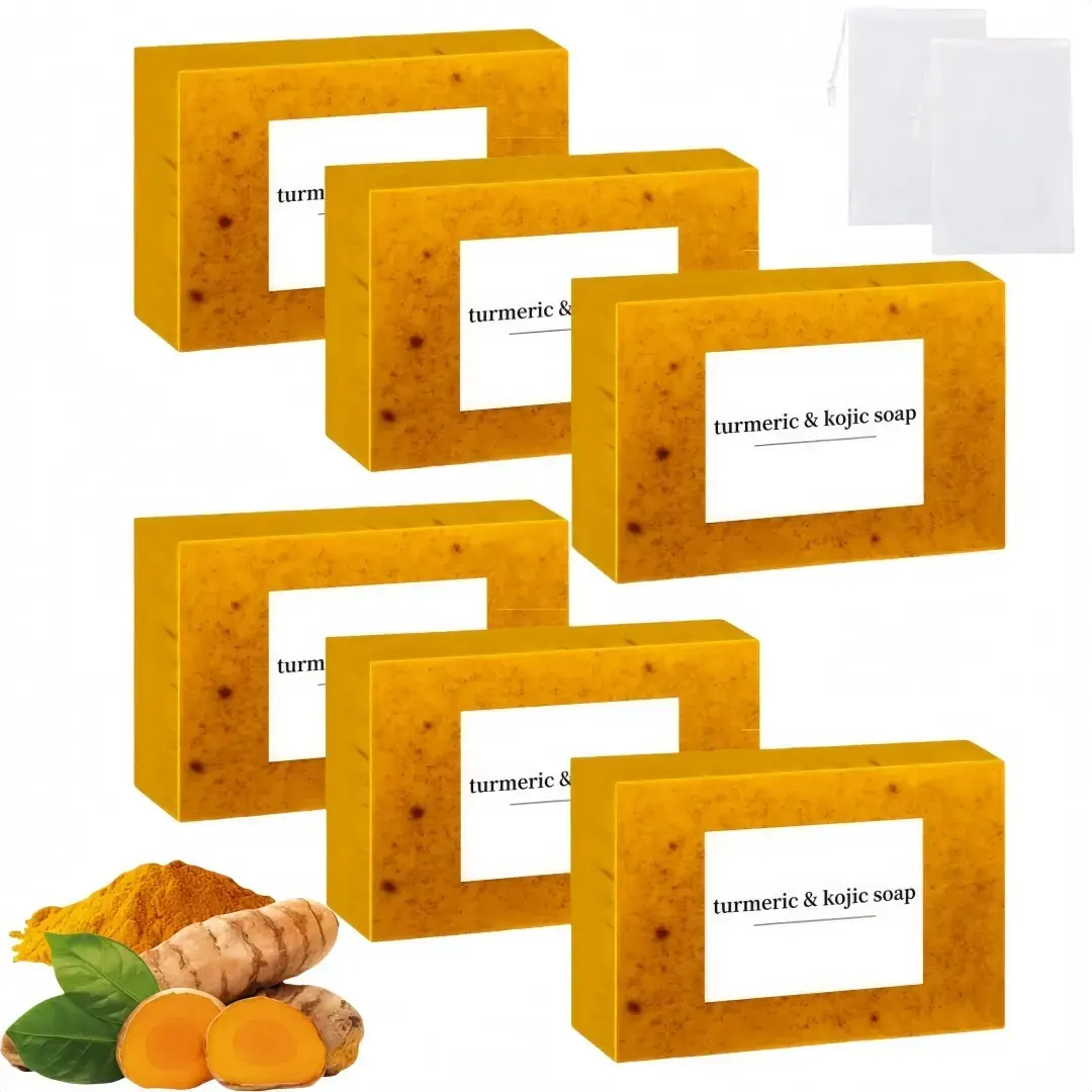 Natural Handmade Turmeric Kojic Soap Bar for Face & Body, Smooth-Skin Cleansing, Sensitive Skin Formula, Vegan Gift Set for All Skin Types
