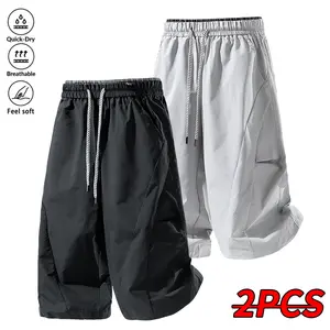 2PCS Summer Men’s Breathable Quick-Dry Beach Shorts — Men’s Waistband Shorts with Pockets, Breathable for Everyday Wear, Gift for Him, Summer Swimming Shorts, Quick-Dry, Solid Color