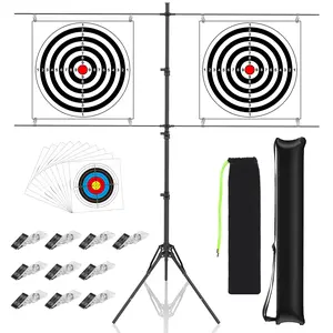 Adjustable Paper Target Stand with 10 Clips,10 Bullseye Targets, Shooting Target Stand for Target Practice paper sheet