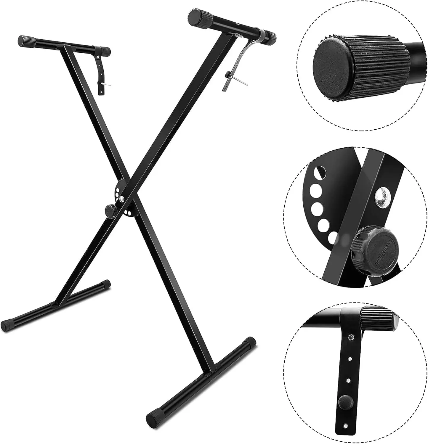 5 CORE X-Type Alloy Steel Keyboard Stand with Adjustable Legs, Height-Adjustable, Foldable, Portable for Electric Digital Midi Pianos, DJ Controllers - KS 1X BLK
