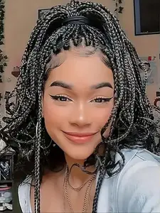 22/20/24 Inch Long Braided Lace Wigs for Women, Natural Looking Kinky Curly Synthetic Heat Resistant Wigs for Beginners, Easy To Style, Comfortable To Wear