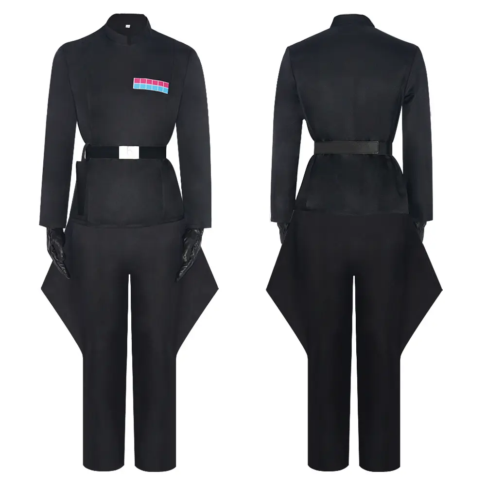 Empire Officer Black Uniform Set with Cape Belt Holster and Gloves for Men Cosplay Costume