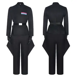Empire Officer Black Uniform Set with Cape Belt Holster and Gloves for Men Cosplay Costume