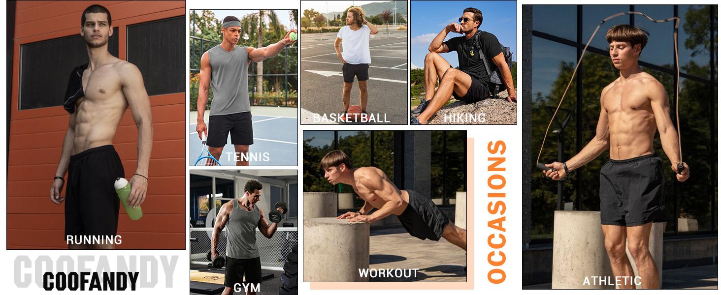 COOFANDY Mens Athletic Running Shorts 7'' Gym Workout Shorts 2 Pack Drawstring Training Shorts with Zipper Pockets COOFANDY Mens Athletic Running Shorts 7'' Gym Workout Shorts 2 Pack Drawstring Training Shorts with Zipper Pockets