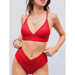 Cider Shaping V-neck Solid Jersey Bikini Swimsuit SwimWeek