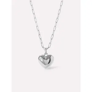 Puffed Heart Necklace - Lev Silver