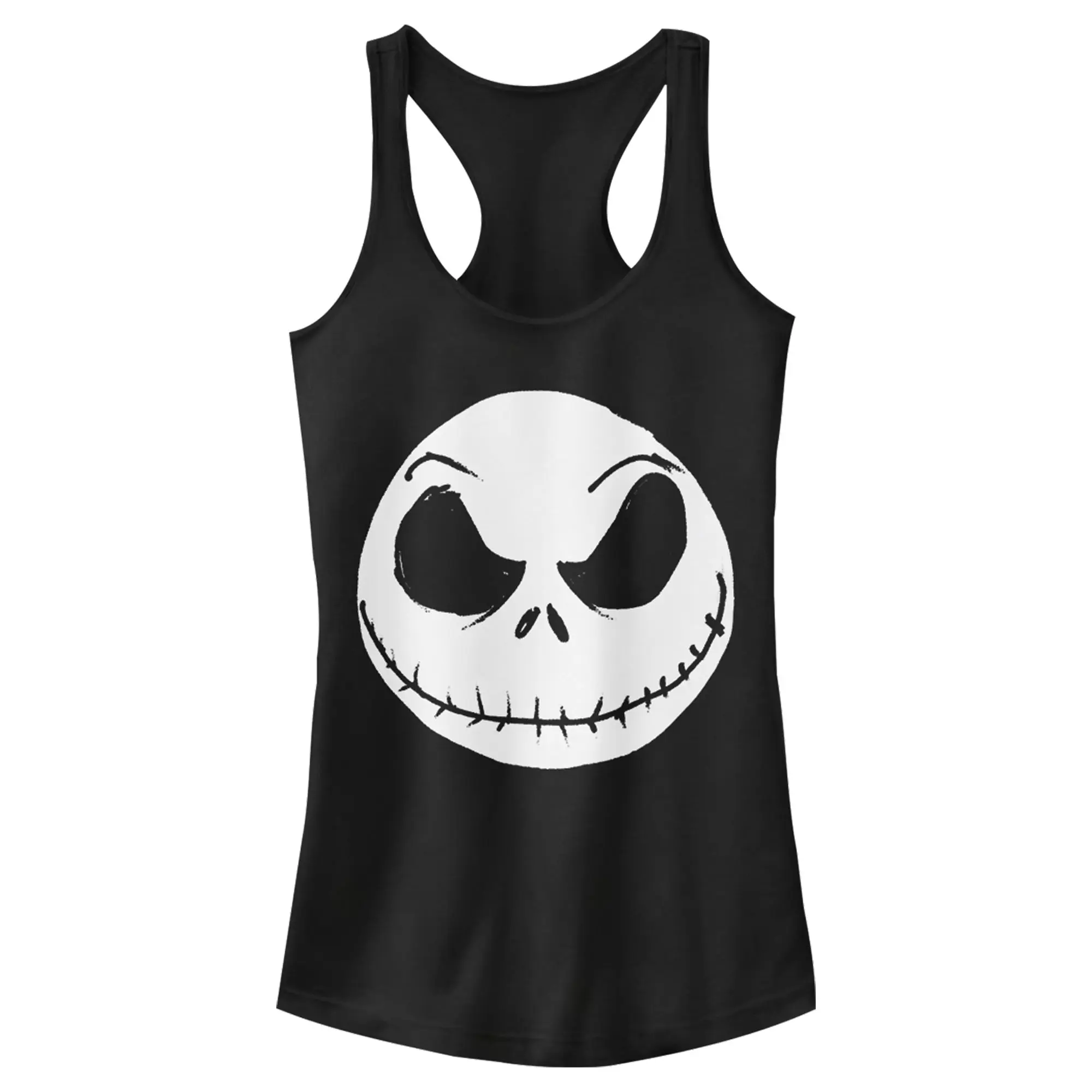 Juniors Womens The Nightmare Before Christmas Halloween Jack Skellington Big Face Racerback Tank Top