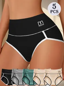 5-Pack Women’s Seamless Briefs Set, High-Waist Breathable Panties, Soft Stretch Everyday Underwear for Office, Yoga, and Travel