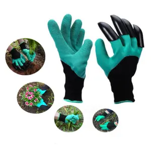 Gardening Digging Genie Gloves with 4 Built-in Durable ABS Plastic Claws for Easy Planting and Pruning, Puncture Resistant and Waterproof, Universal Size Fits Most