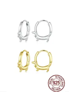 Cute Sausage Dog Design Hoop Earrings, S925 Sterling Silver Plated Fashionable Earrings for Women, Trendy All-match & Exquisite Jewelry for Birthday Gift