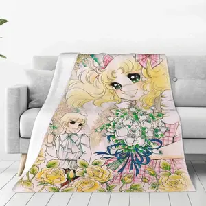 Candy Candy Anthony Blankets Kawaii Girl Anime Flannel Novelty Warm Throw Blankets for Chair Covering Sofa All Season