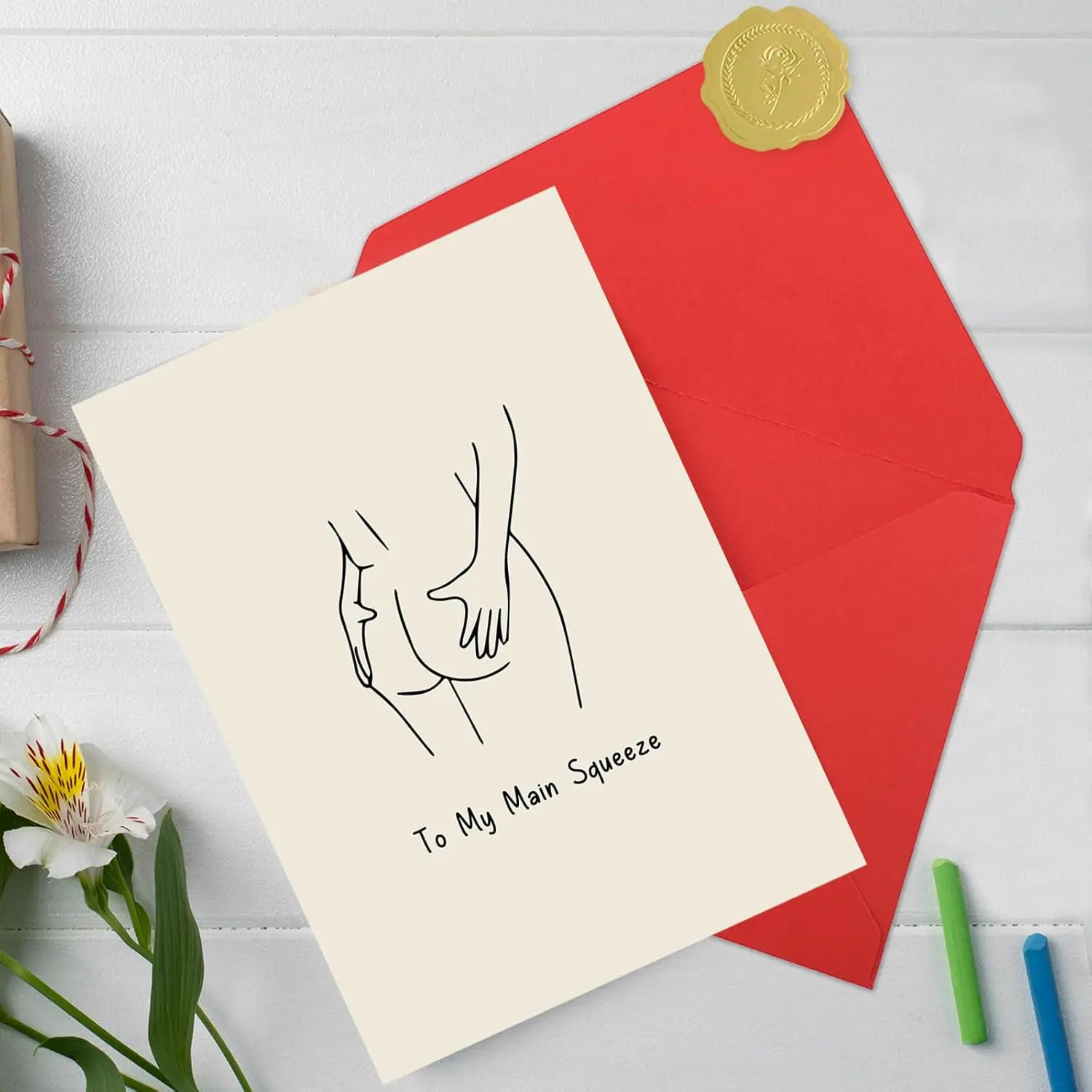 Funny Anniversary Card for Boyfriend, Girlfriend, Husband or Wife, Valentines Day Card for Him– “To My Main Squeeze” Romantic Naughty Love Card