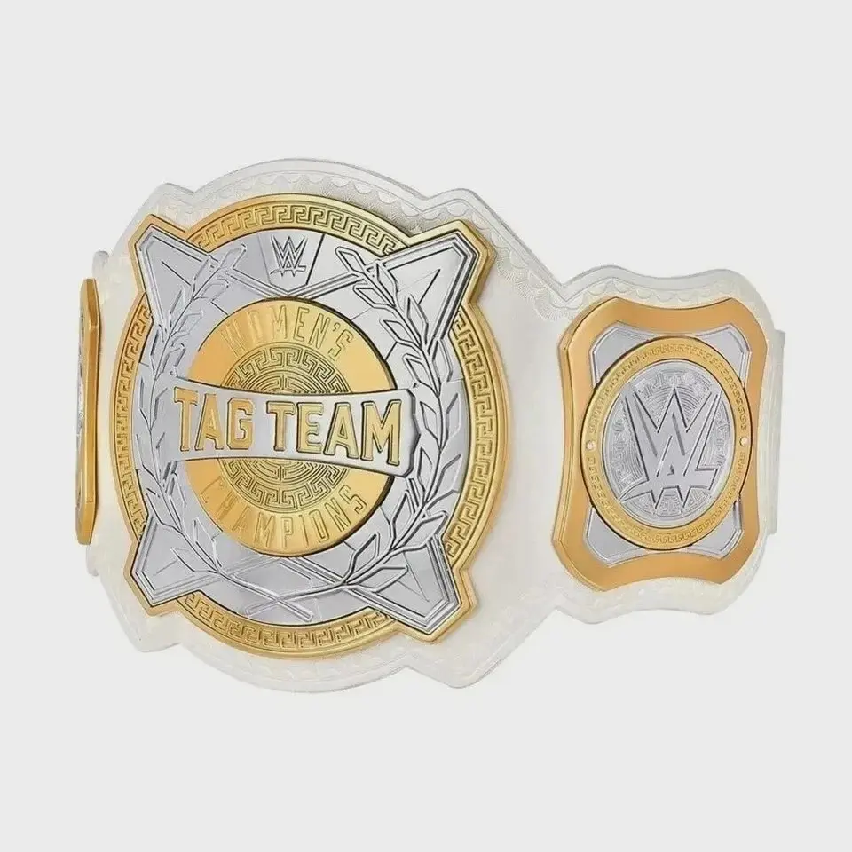 WWE World Wrestling Entertainment Women's Tag Team Heavyweight Championship Belt Replica Title Adult Size Made In 2MM Brass Plates With Real Cowhide Leather Strap