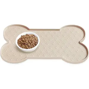 Dog Food Mat Anti-Slip Silicone Dog Bowl Mat Thicker Pet Placemat Waterproof Cat Feeder Pad with Raised Edge Puppy Kitten Feeding Mats Suitable Small Medium-Sized Dogs Cats Eating Tray