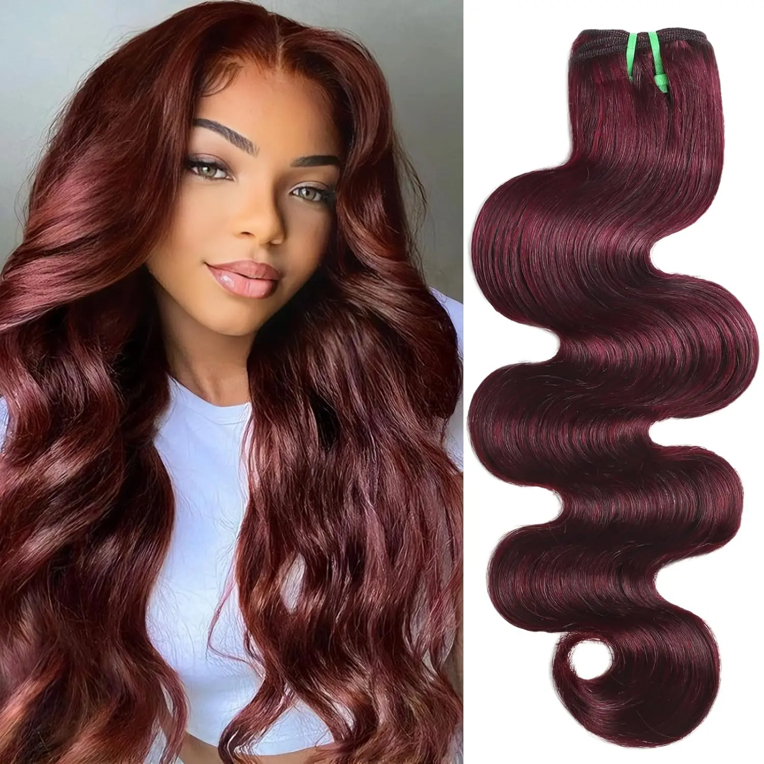 ALHER 13A Double Drawn 99J Dark Burgundy Human Hair Bundles Body Wave, Double Lifespan Than Regular Bundle Keep Silky & Soft After Washes Colored #99J Wine Single Bundles Raw Hair Quick Weave 12 IN