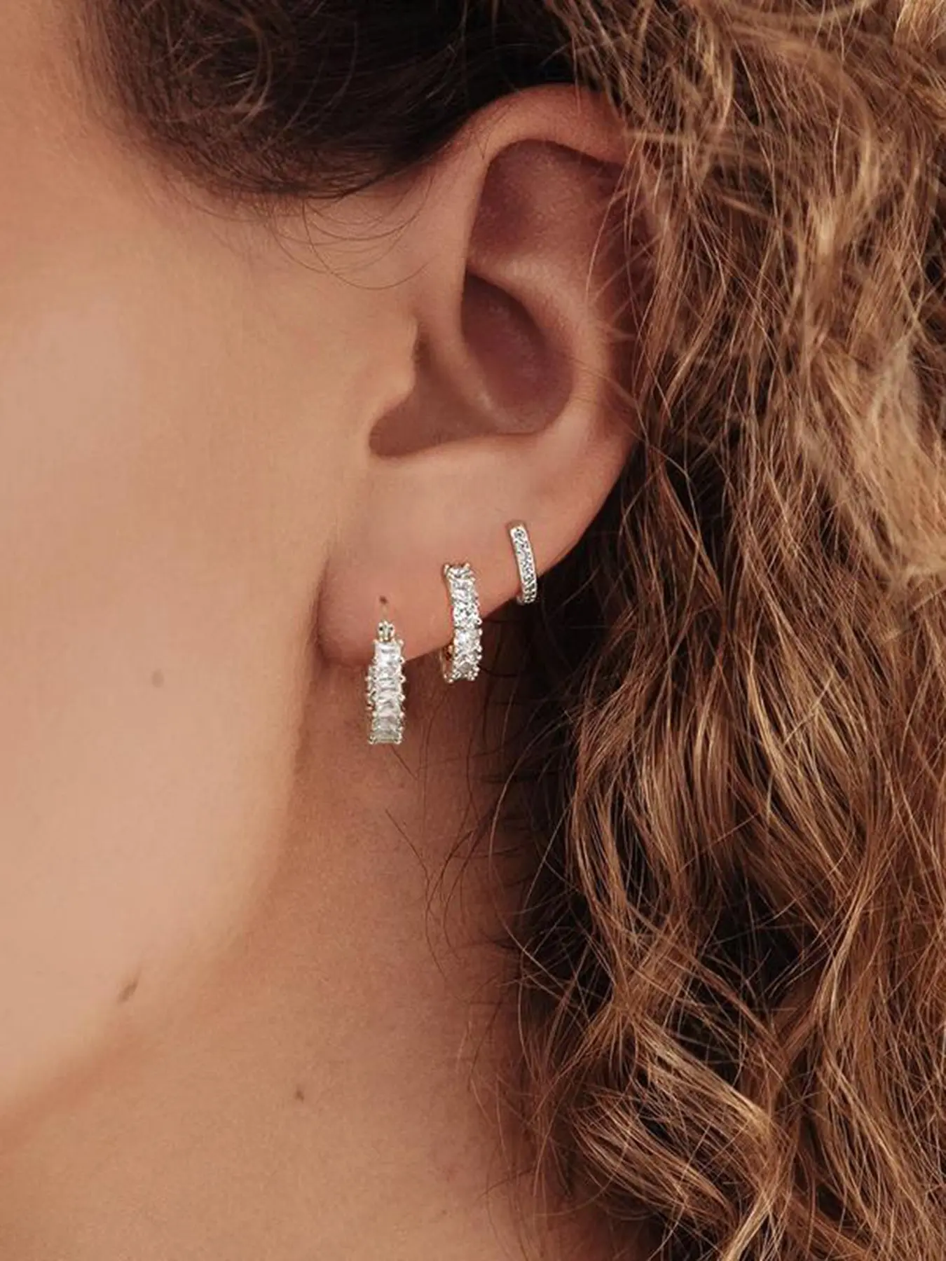 Shiny Zircon Earrings Set - Gold-plated hoop earrings, gold-plated earrings set, earring stacking set, water-drop zircon hoop earrings, Zircon stud earrings, women's gold jewelry. Suitable for layering, daily fashion style, Coachella Music Festival