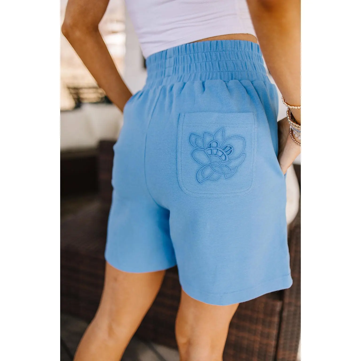 24/7 Shorts - Love Story Blueberry | Womenswear Lounge Shorts Blue Stretchy Comfy | Plus Size