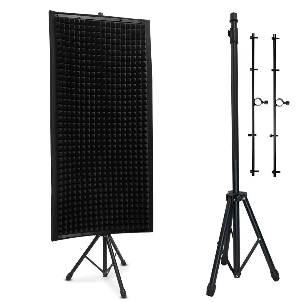 Charcoal Gray Sound Isolation Panel - 2'' Thick Engineered Foam Extra Large Machined Pyramid-Shape Wedge Sound Absorber, 23.7''x47.2''x2.0'', for Podcasts, All Recording Environments