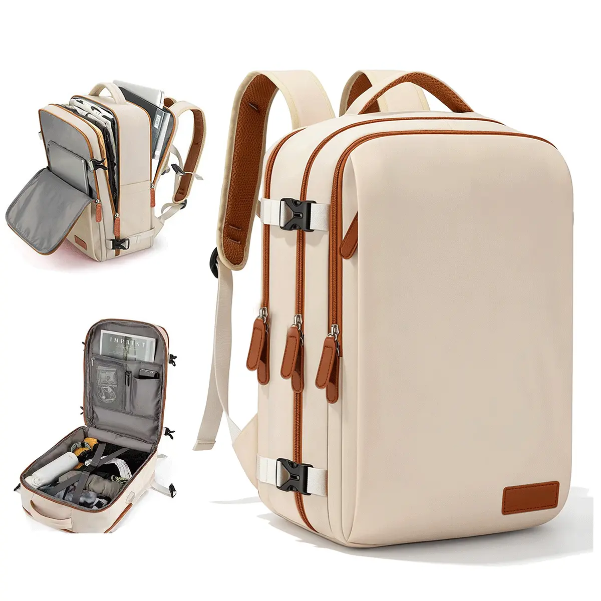 Female Adults' Expandable High-Capacity Polyester Backpack - Multi-Functional Luggage Bag with Multiple Pockets, Fits Laptops, Travel Ready, Do Not Wash, for Back to School & Daily Carry Use