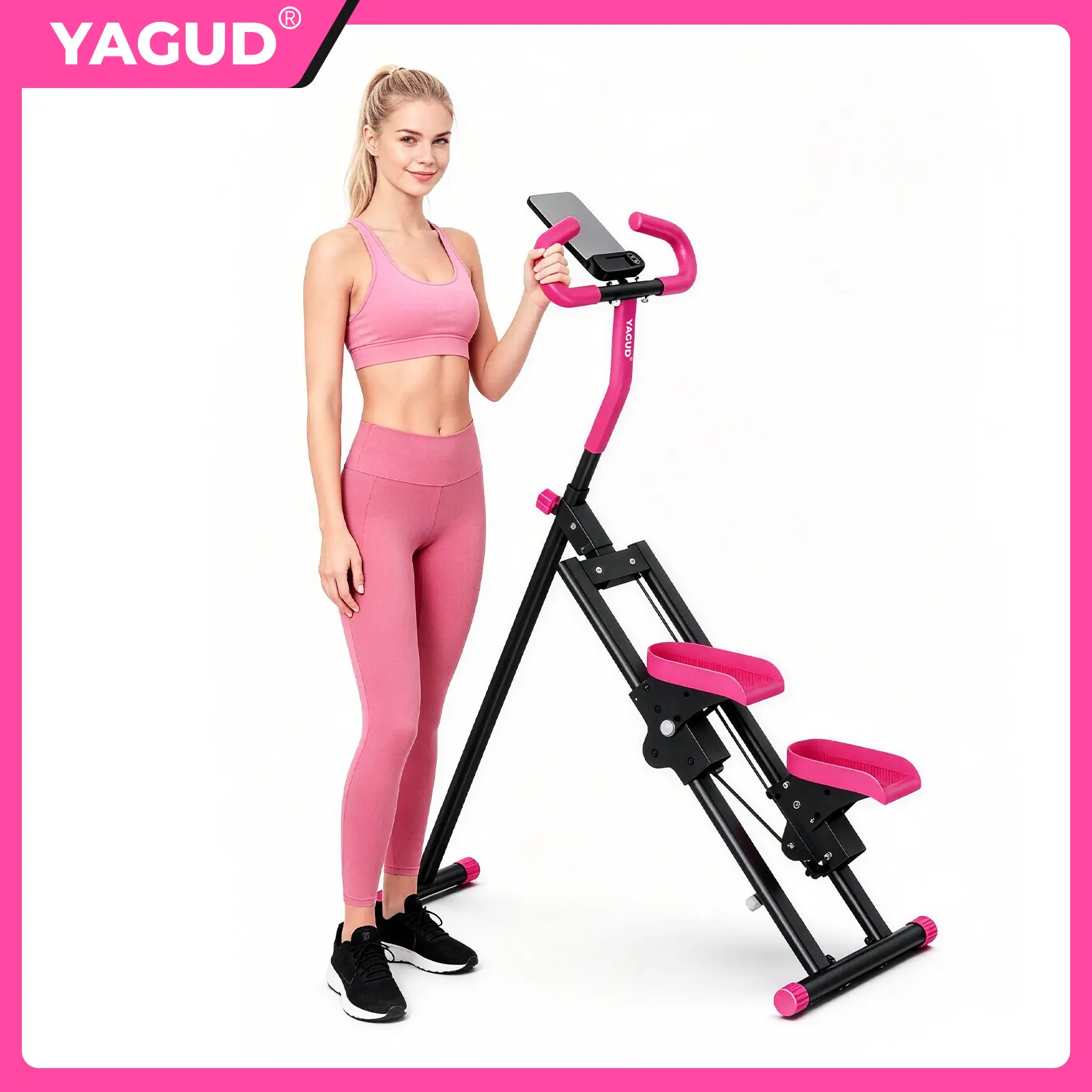 Stair Stepper with Handlebar, Extended Range Climbing Machine for Leg & Core Training, Home Workout Equipment