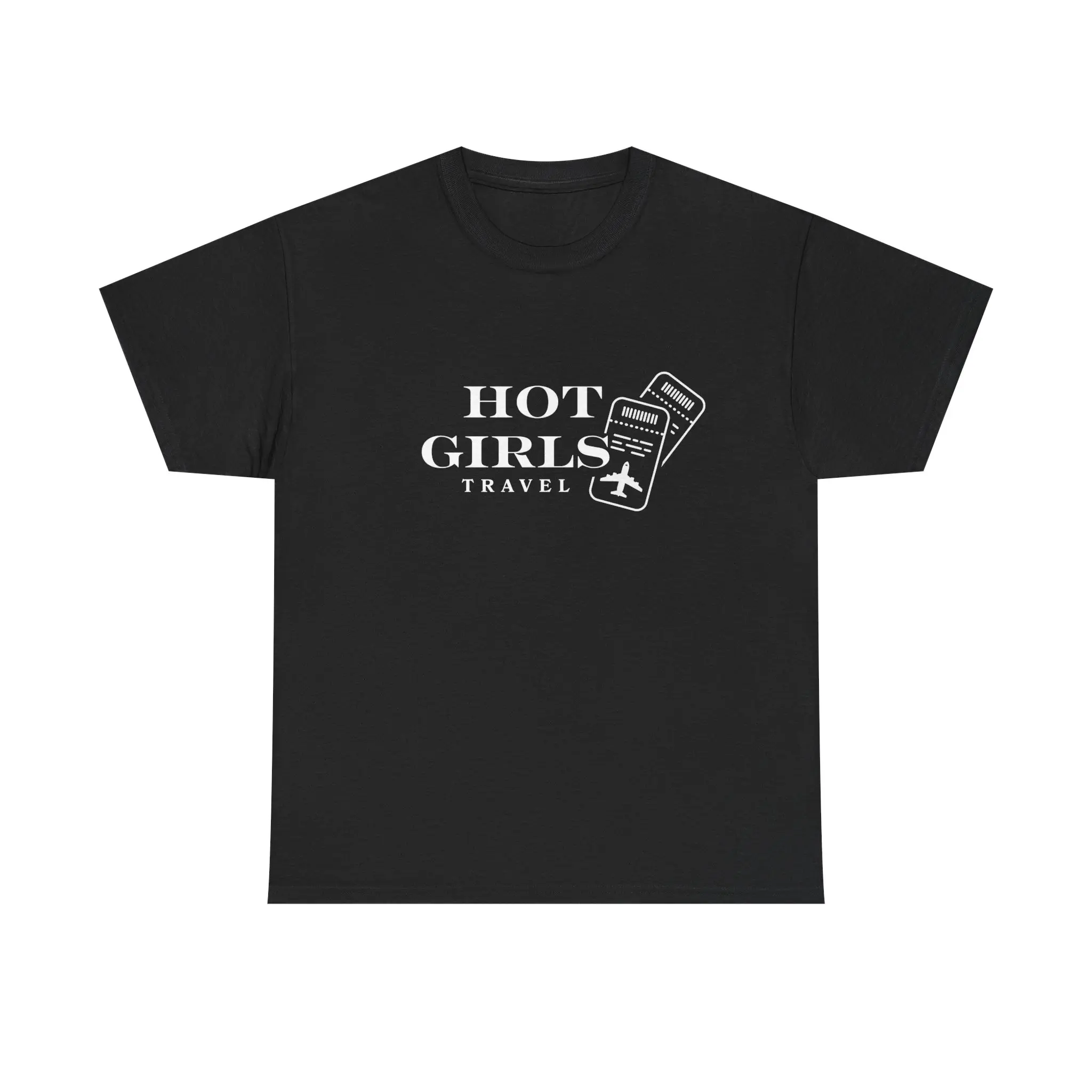 Hot Girls Travel tee | Travel passport luggage plane graphic