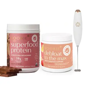 Boobie* Superfoods Trim & Fit Kit | Superfood Protein Powder & Debloat to the Max | Comes with Frother