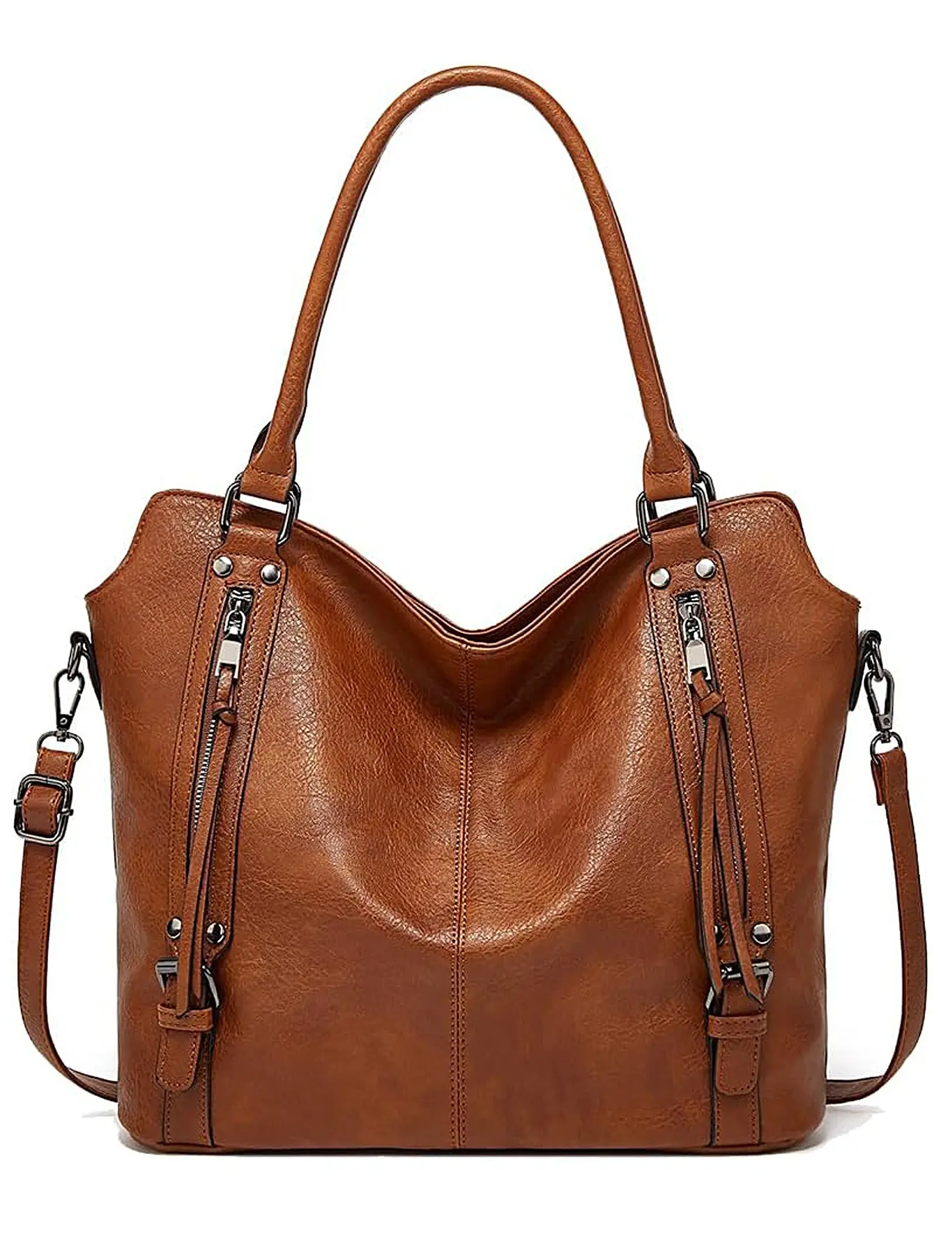 Women's Artificial Leather Tote Bag, Zipper Crossbody Shoulder Bag, Large Capacity Handbag for Work and Office, Commuter Mom Bag, Mother's Day Gift