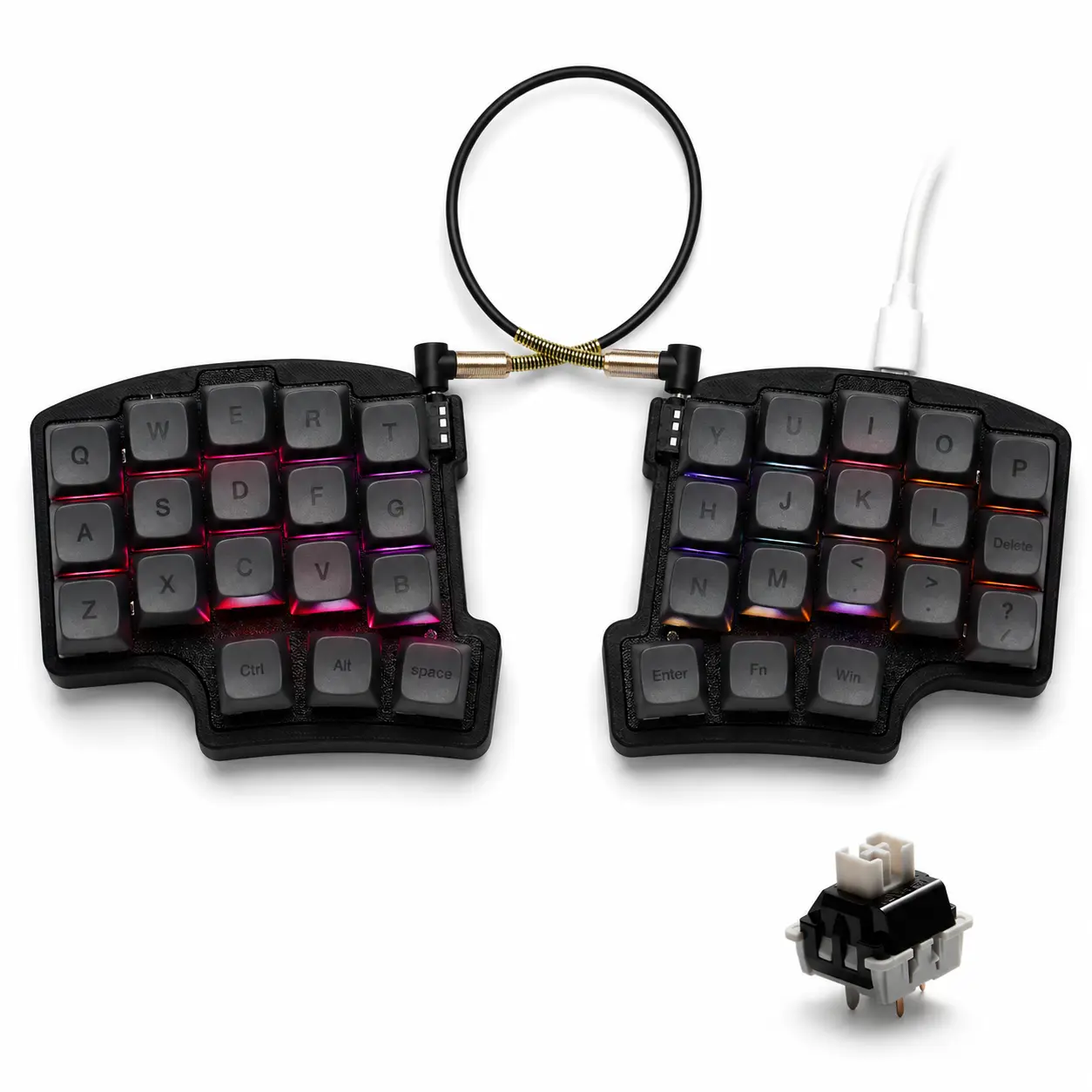YIVU 36-Key Split Mechanical Keyboard - Wired 40% Ultra Compact Detachable, RGB Lights, Hot-Swappable MX Sockets, QMK/VIAL Support, PBT Keycaps, USB-C Wire, Mini MOA Profile, Extra Switches, Switch/Keycap Puller (Fits S75 Pro, Chron Q6 Mouse Pads), Multif