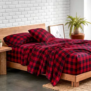 Bare Home Flannel Sheet Set, Prints, Double Brushed Flannel Decorative Bedsheet Sets