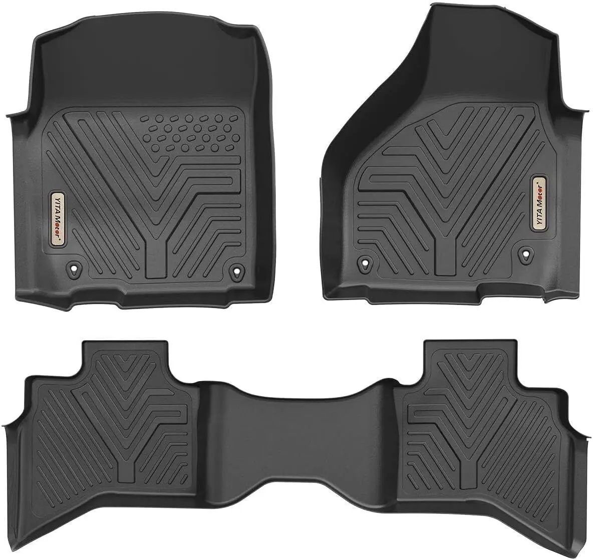 YINTATECH All Weather 3D Molded TPE Floor Mats Liner for 2013-2018 Ram 1500 Quad Cab & 2019-2023 Ram 1500 Classic Black TPE Mat Set