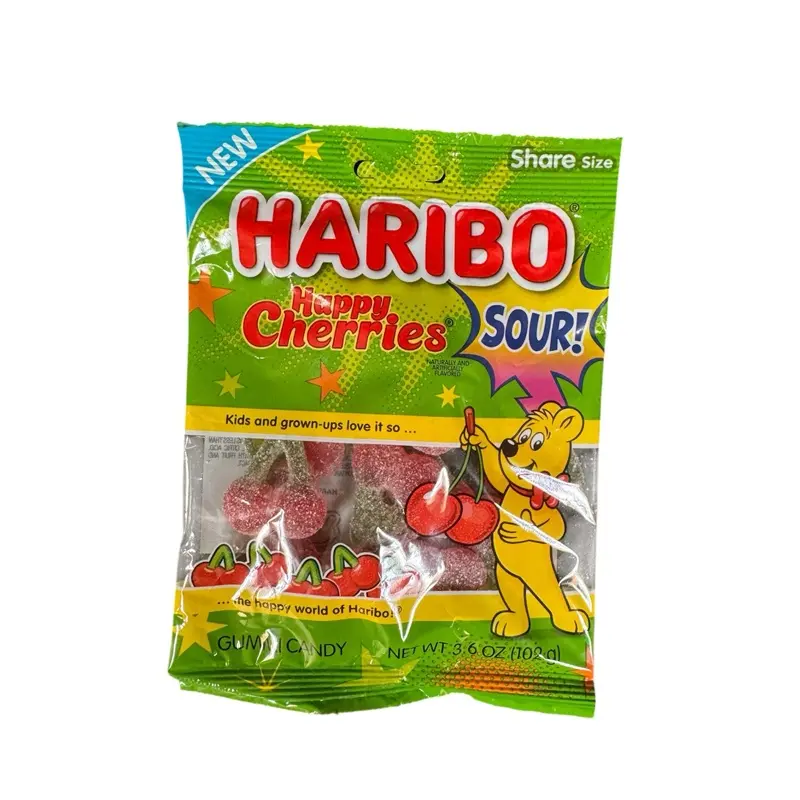 Haribo Happy Cherries Sour Gummy Candy - Share Size 3.6 oz - New Product