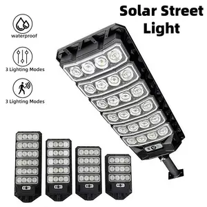 Solar street light with high brightness IP67 waterproof outdoor lighting from dusk to dawn with human body induction and remote control timer suitable for community road courtyard square installation