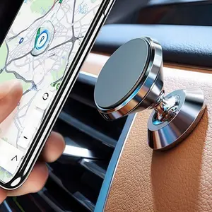 Aluminum Alloy Magnetic Car Phone Holder, Cell Phone Car Mount, Cellphone Car Holder, Universal Dashboard Mount, 360 Degree Rotation, Strong Suction Cup, No Battery Needed