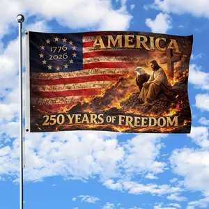 America 250th Birthday Flag 1776–2026 Double-Sided Outdoor Patriotic Porch Garden Decor Banner