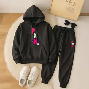 Women's Pink Polka Dots Print Hoodie And Drawstring Track Pants Set, Casual Sportswear, Long-Sleeved Hooded Jacket And Pants, Suitable For Autumn And Winter, Everyday Wear, Indoor And Outdoor Sportswear, Casual Sportswear.