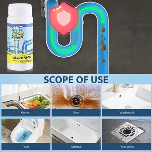 Powerful Drain Cleaner, Strength Drain Cleaner, Drain Clog Remover, Wild Dragon Water Sink and Drain Cleaning Powder, Portable Household Cleaning Powder Tool for Kitchen and Bathroom