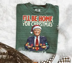 Trump I'll Be Home for Christmas DTF Transfer Ready to Press, Donald Trump 2024, Republican, President, Election, Vance, Garbage, 45, 47, MAGA, Make America Great Again, Santa Claus, Merry Christmas
