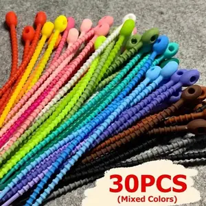 Mixed Color Silicone Cable Organizer, 30pcs Reusable Cable Organizer Kit, Multifunctional Cord Management System, Storage Holder for Cable, Room Accessories