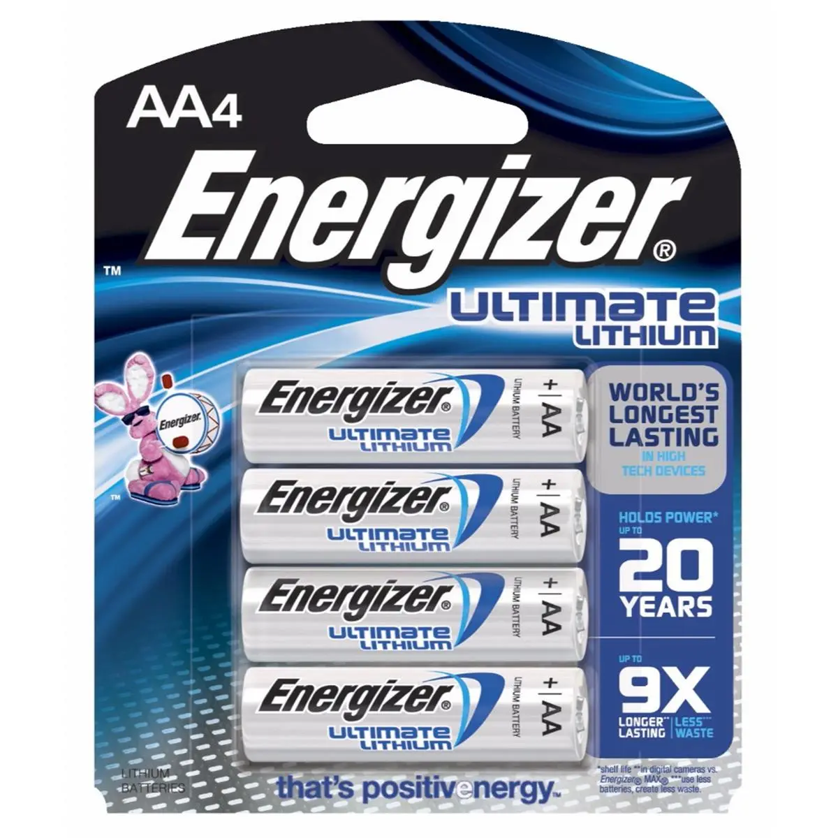 Energizer E2 High Capacity Lithium AA Batteries - 4-Pack, 2900 mAh, 1.5 V, Long-Lasting Power Source for Sports & Outdoor Cycling Equipment, Cameras, Digital Cameras, Wireless Electronic Devices, Digital Camera