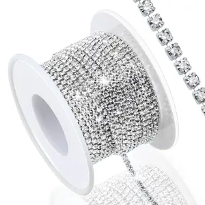 10 Yards 2MM Crystal Rhinestone Chain for Sewing, Jewelry, Shoes, DIY Crafts, Wedding Decoration