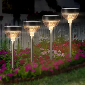 CuLiDing  Solar Pathway Lights 4/6 Pack: Waterproof RGB/Warm/Cool White - LED Solar-Powered for Yard, Driveway & Garden Decor