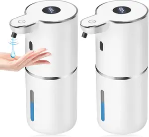 Contactless automatic hand sanitizer dispenser — 12 oz USB rechargeable foaming hand sanitizer dispenser with 6 settings; waterproof smart hand sanitizer dispenser suitable for bathroom, kitchen, wall mounting, and countertop use.