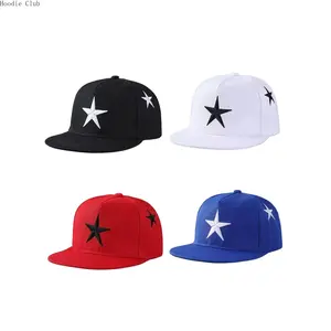 Unisex 5-Pointed Star Flat Brim Hip Hop Trucker Baseball Cap - Mens Hats, Rhinestone Logo, Sun Protection Sport Accessory for Outdoor Cycling, Skateboarding, Casual Wear with Storage Bag