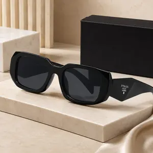Trendy Chunky Square Sunglasses logo  for Women & Men – Retro Thick Frame UV Protection Street Style Shades