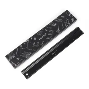 WUTA Stainless Steel Ruler 12 inches black chrome metal ruler with anti-cut, anti-slip and anti-scratch design, suitable for various DIY occasions